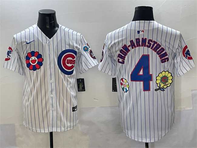 Mens Chicago Cubs #4 Pete Crow-Armstrong White 2025 Tokyo Series Limited Stitched Jersey